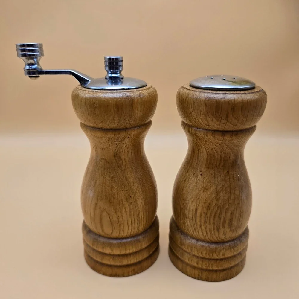 Olde Thompson Wood Salt Shaker and Pepper Mill Set with Hand Crank Made in USA